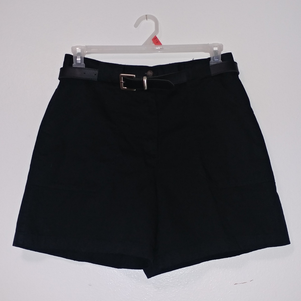 Style & Co Belted Black Shorts 100% Cotton  Size 12 NWT